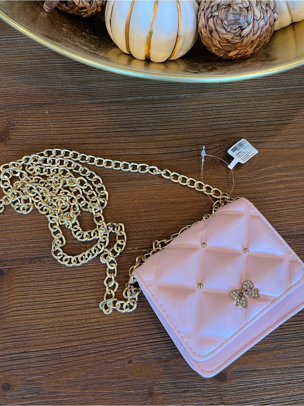 NWT Claire’s Quilted Pink Mini Crossbody Bag with Gold Chain